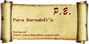 Para Barnabás névjegykártya